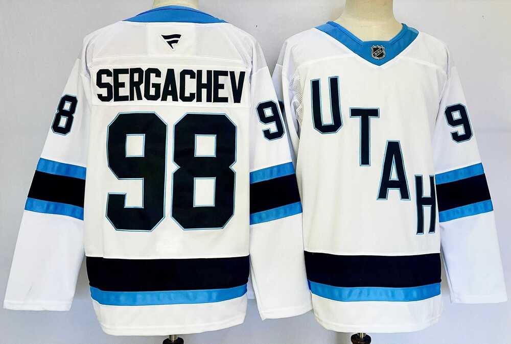 Men%27s Utah Hockey Club #98 Mikhail Sergachev White 2024-25 Stitched Jersey